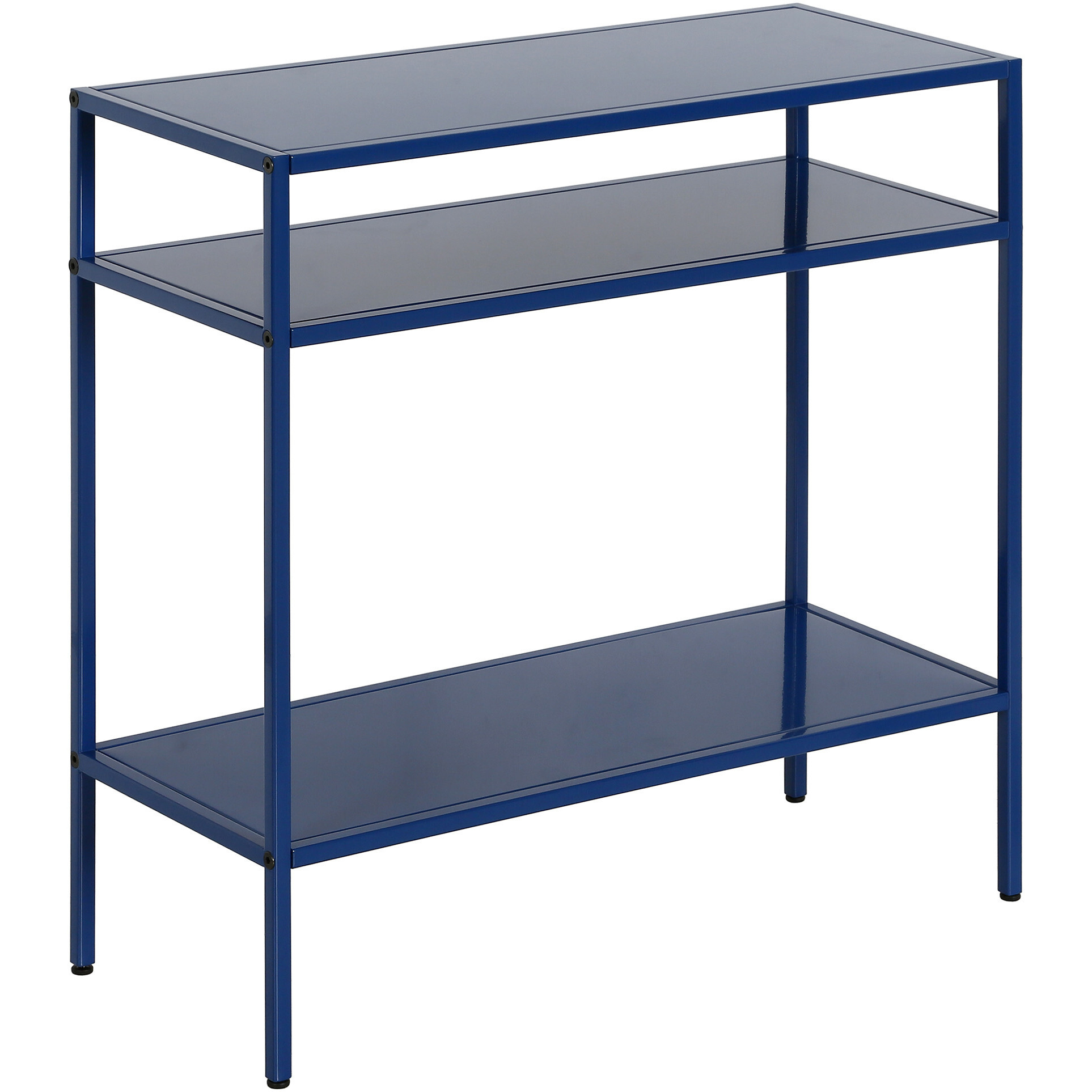 24"" Blue Steel End Table With Two Shelves