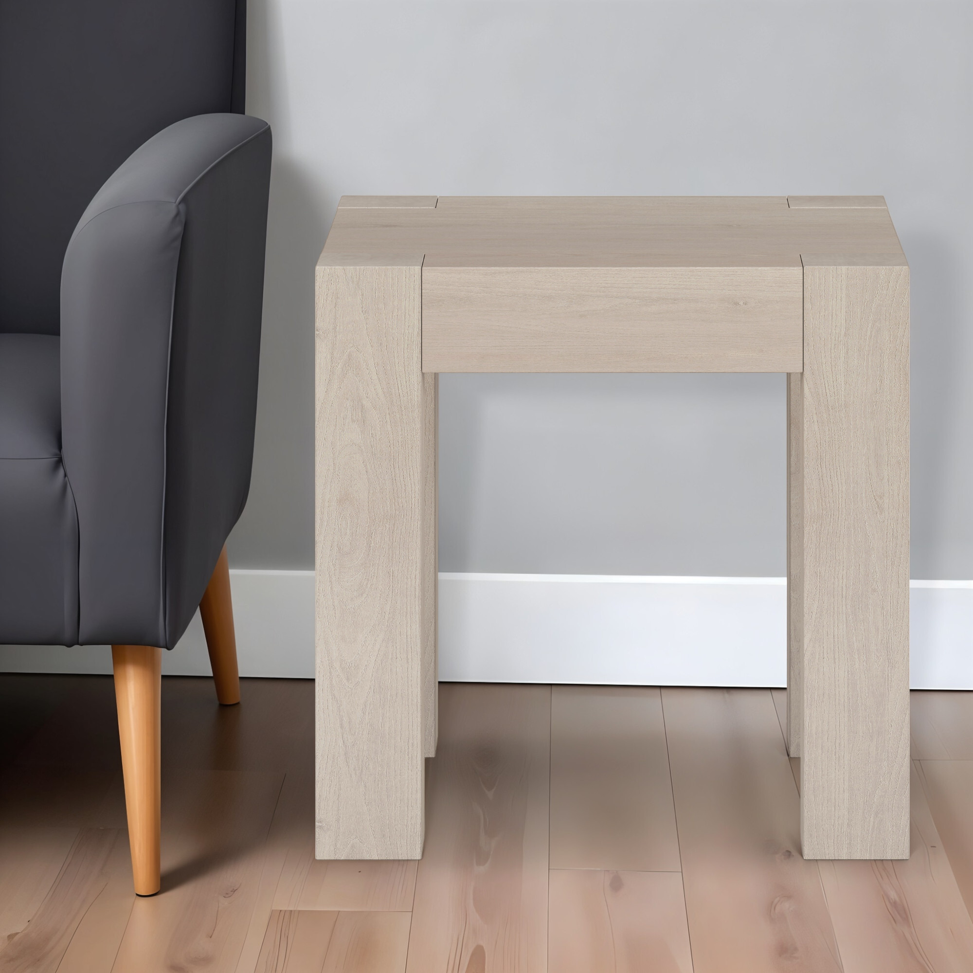 22"" Alder White Wood Square End Table