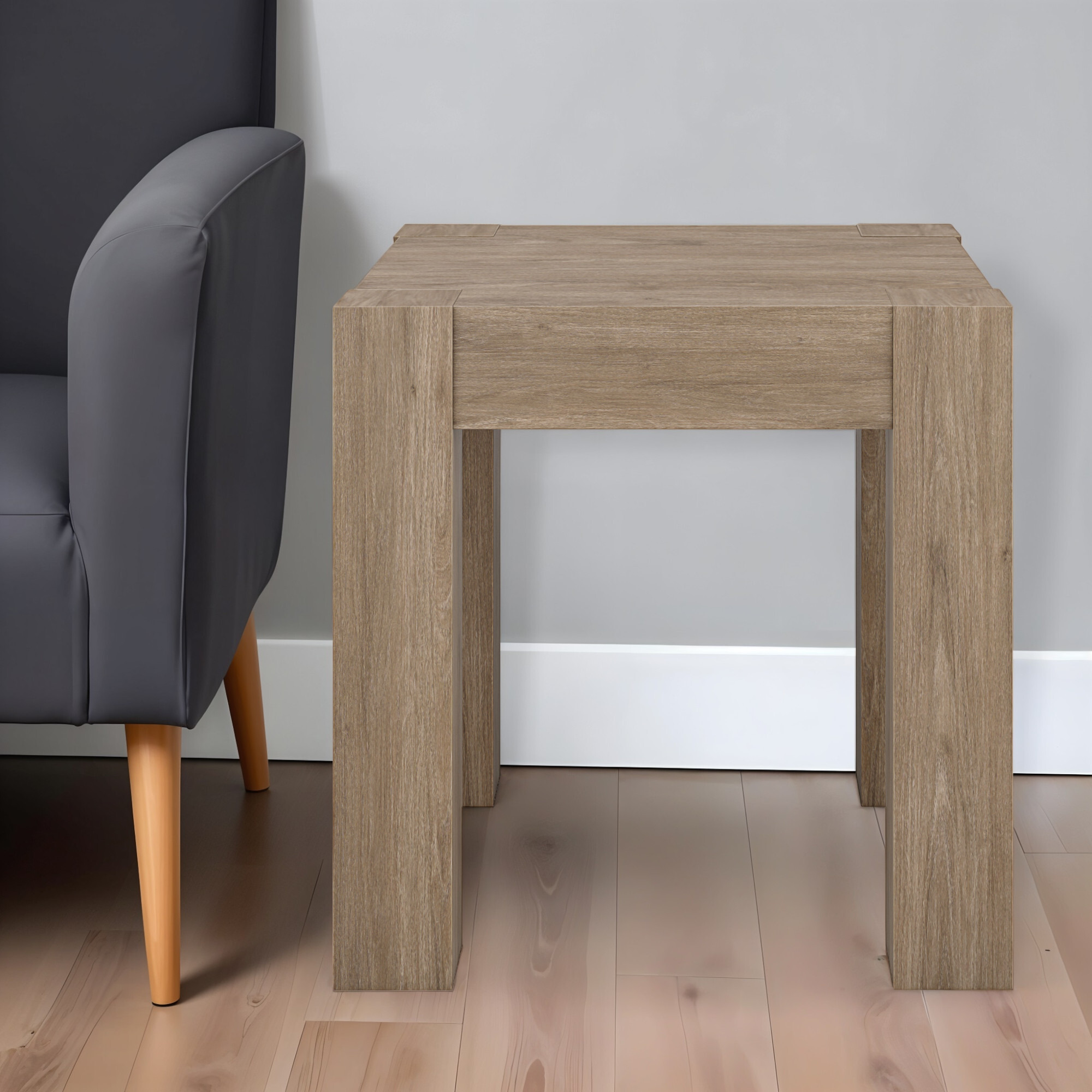 22"" Gray Wood Square End Table