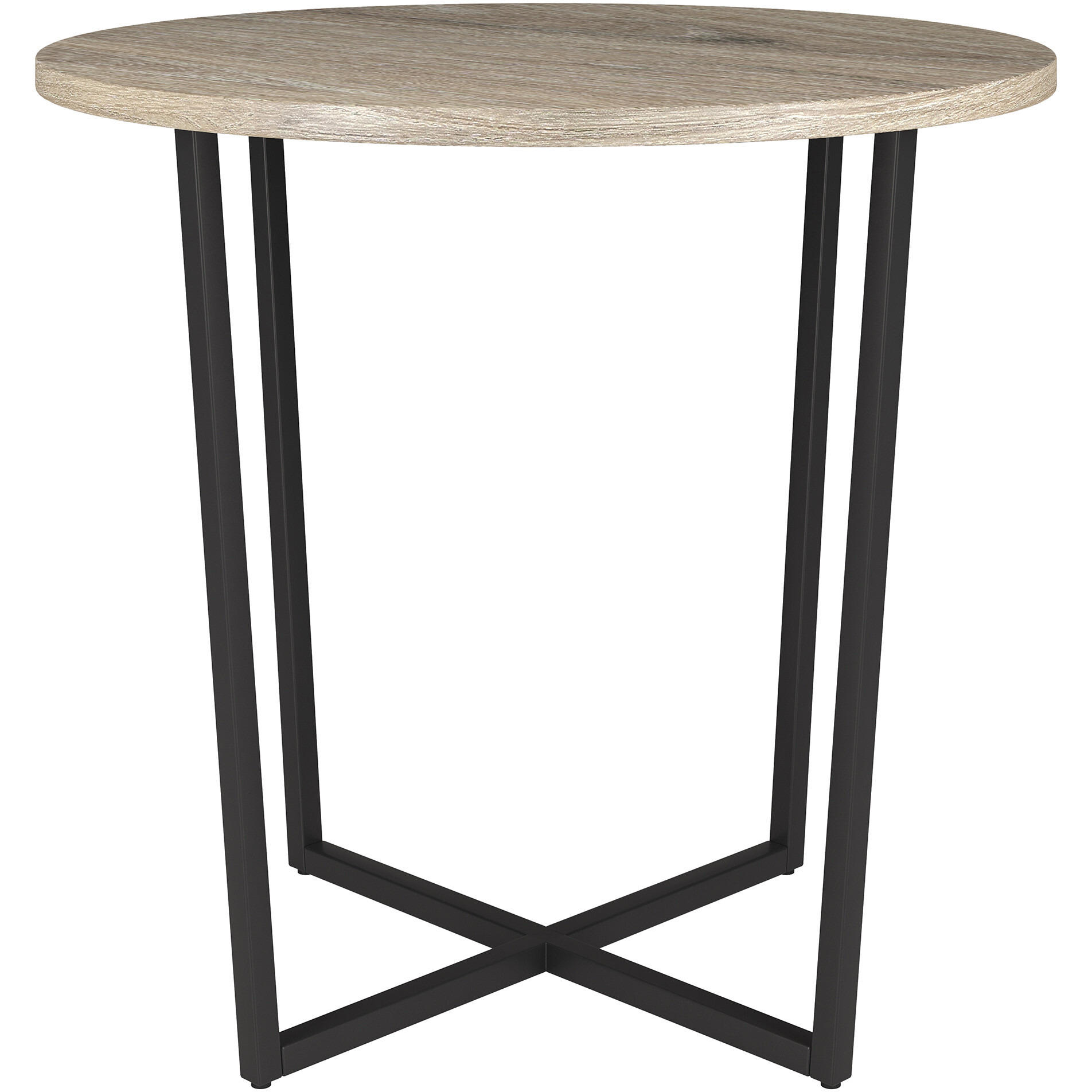20"" Black And Gray Wood And Steel Round End Table