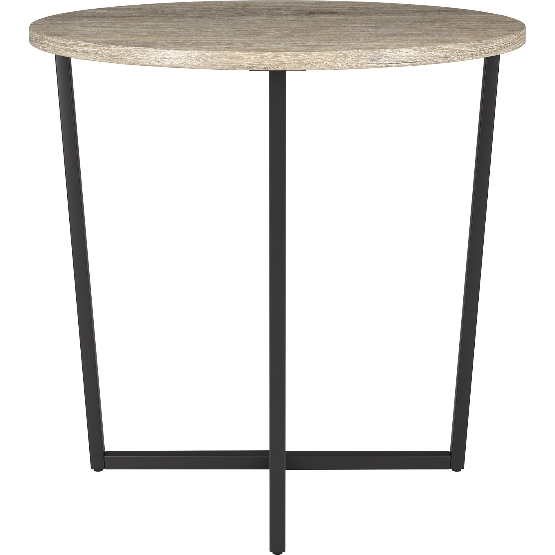 20"" Black And Gray Wood And Steel Round End Table
