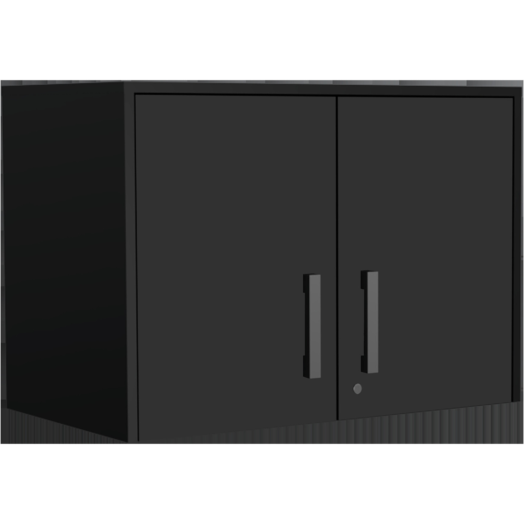 28"" Black Wall Mounted Accent Cabinet With Six Shelves And Three Drawers