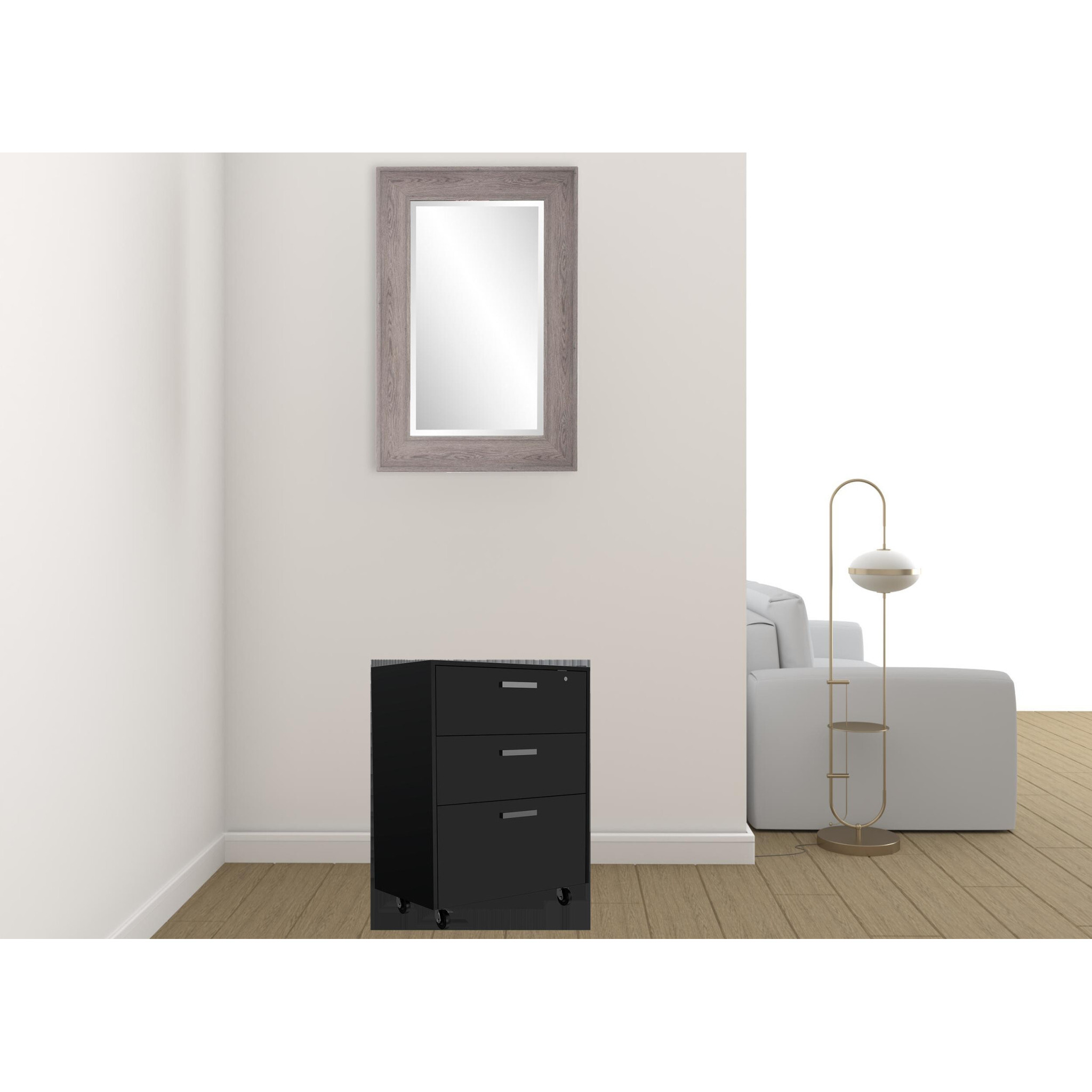 28"" Black Wall Mounted Accent Cabinet With Eight Shelves And Six Drawers