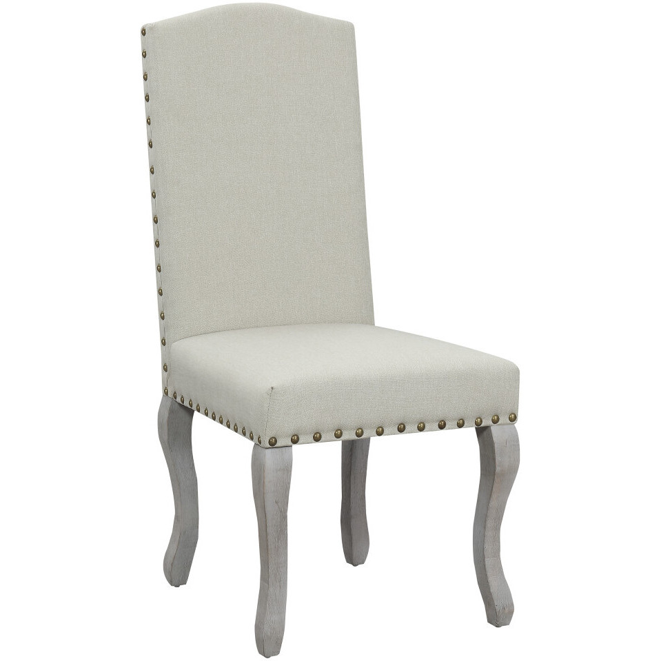 Set Of Two Beige And Gray Upholstered Fabric Dining Parsons Chairs