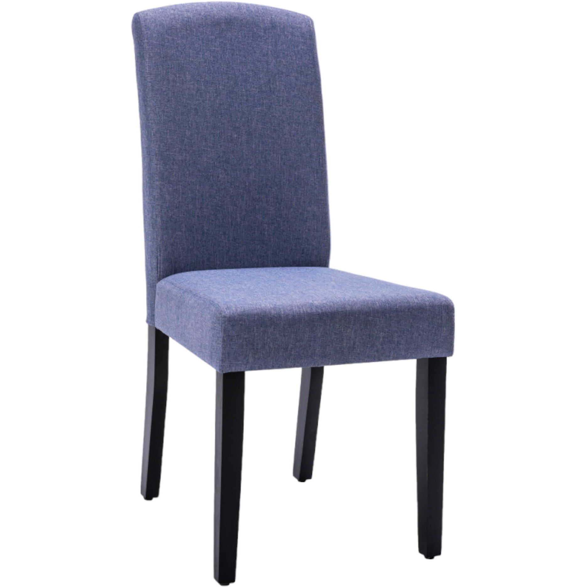 Set Of Two Navy Blue And Black Upholstered Polyester Dining Parsons Chairs