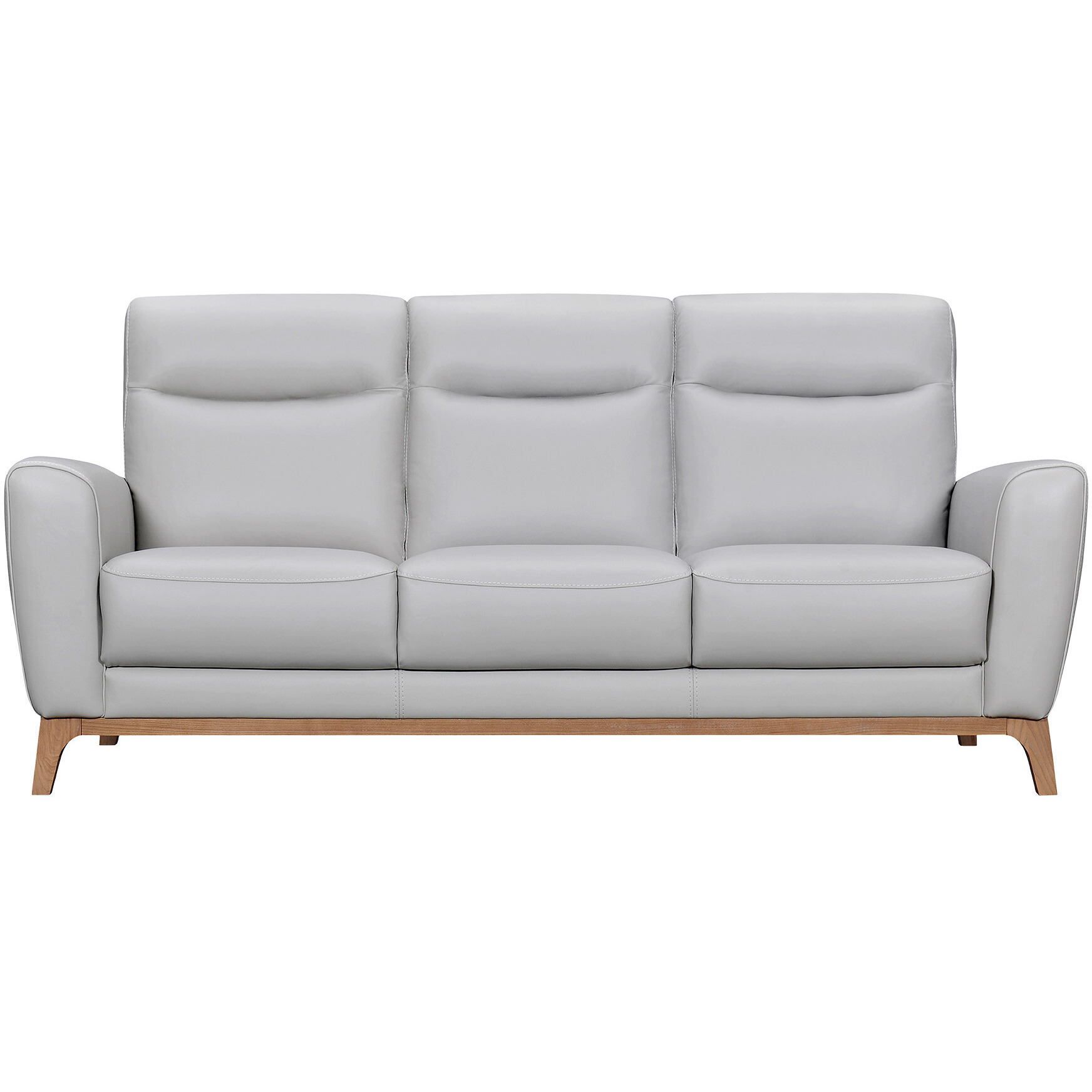83"" Gray Leather Sofa With Brown Legs