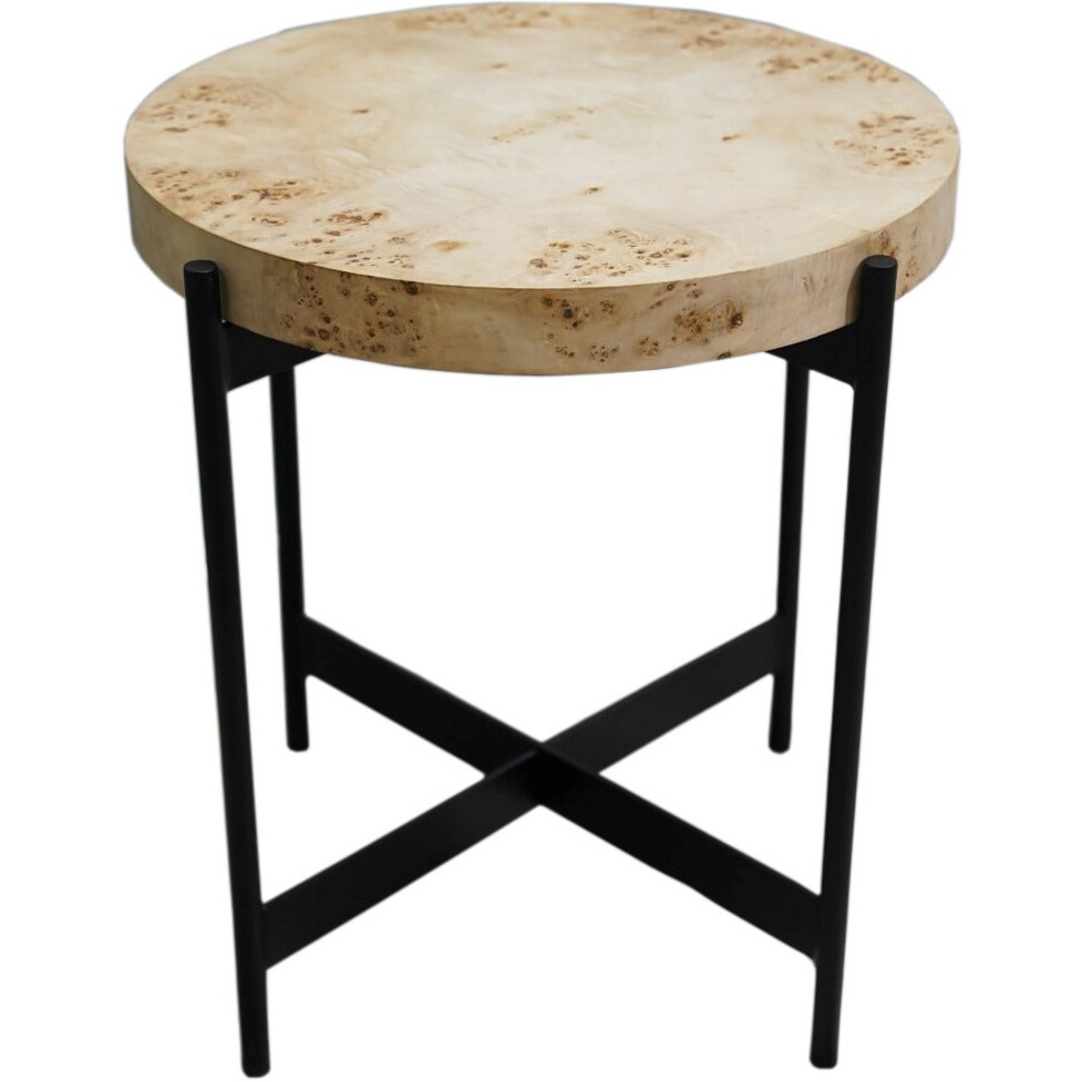 22"" Black And Brown Wood And Metal Round End Table