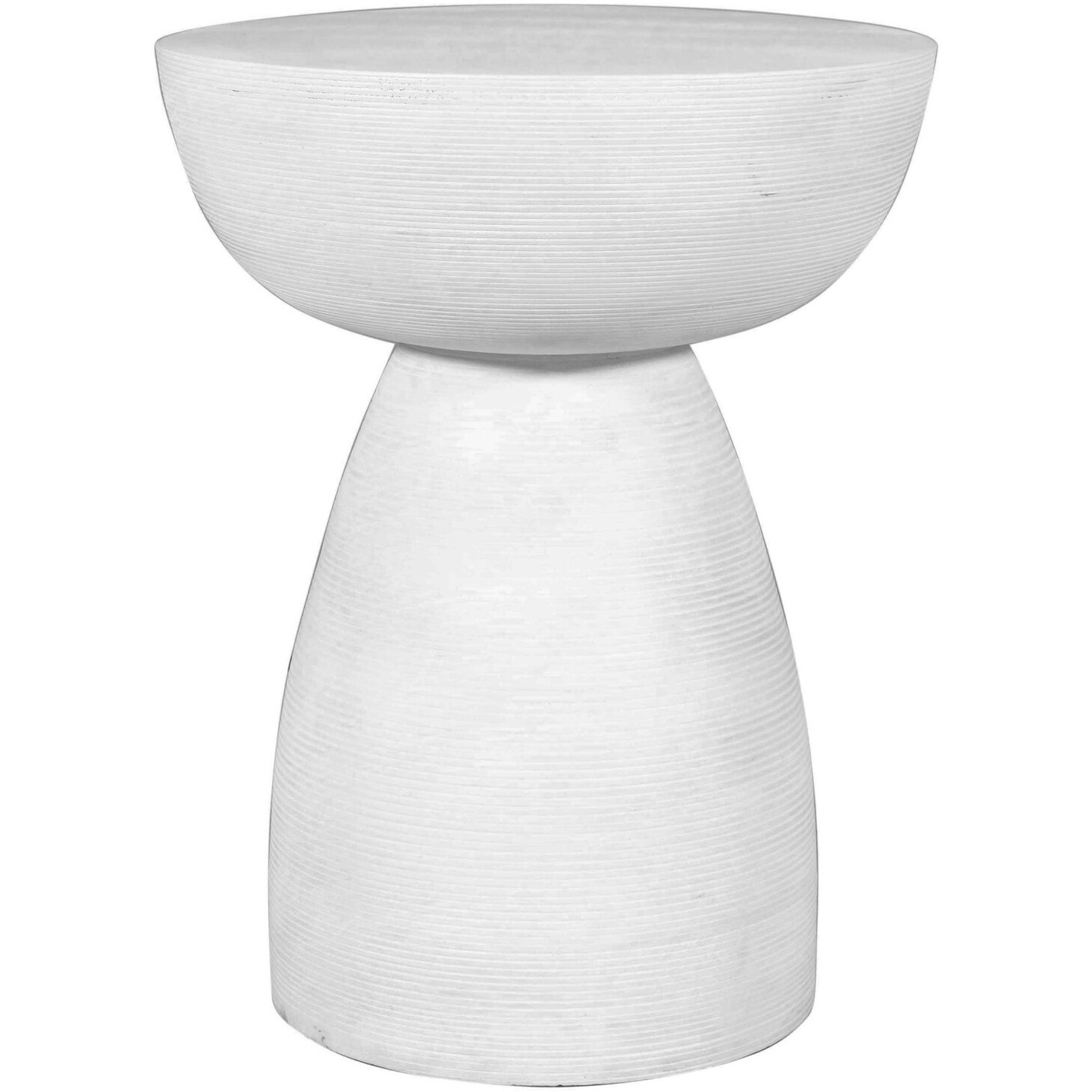 22"" White Distressed Solid Wood Round End Table