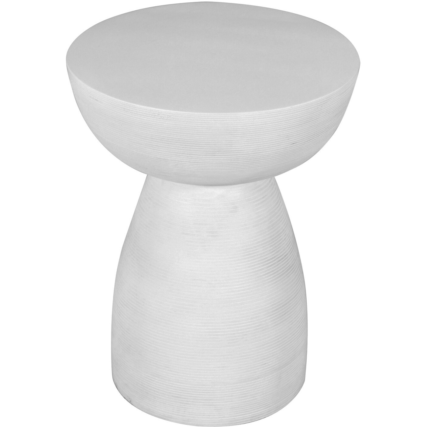 22"" White Distressed Solid Wood Round End Table