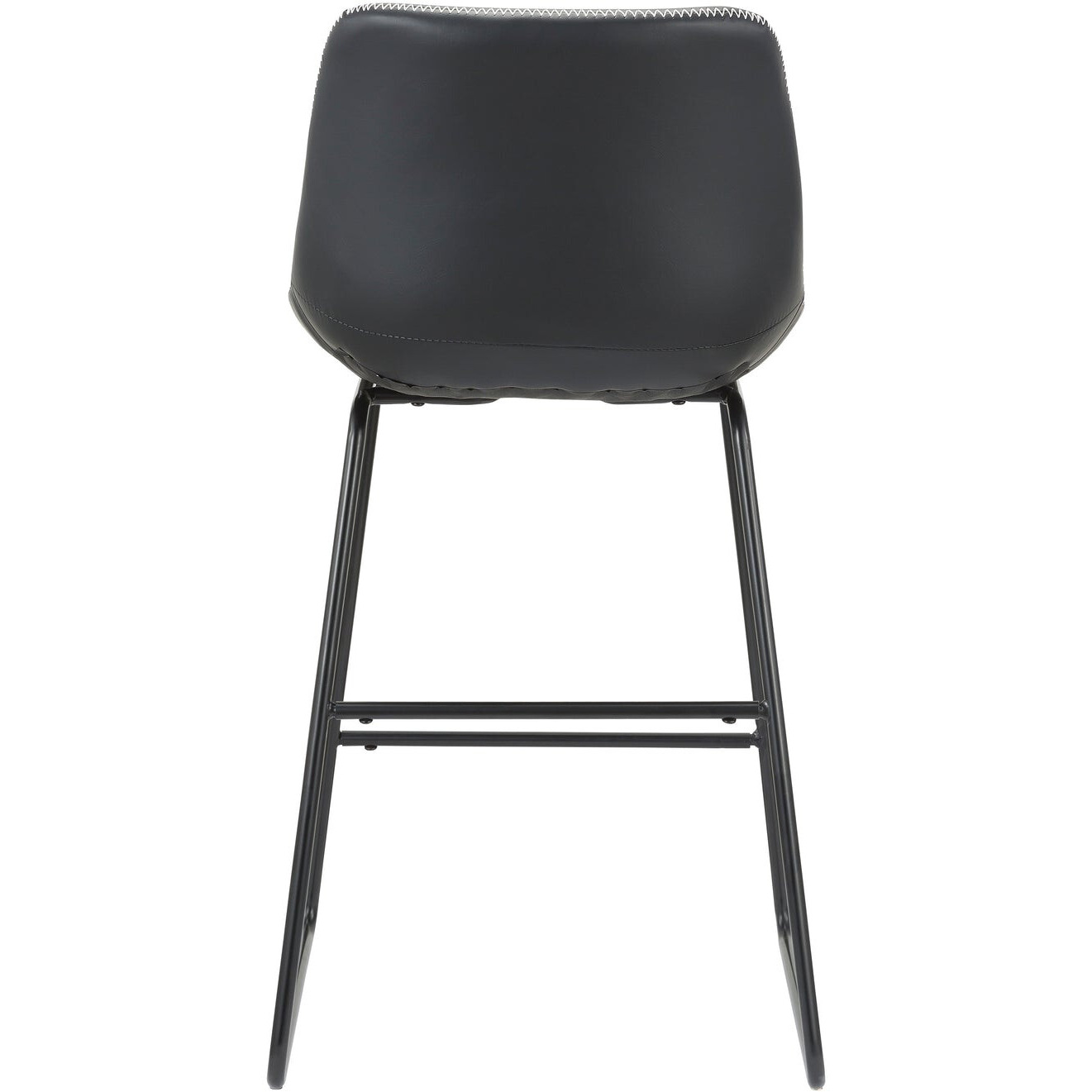 Set Of Two 26"" Black Faux Leather And Metal Low Back Counter Height Bar Chairs