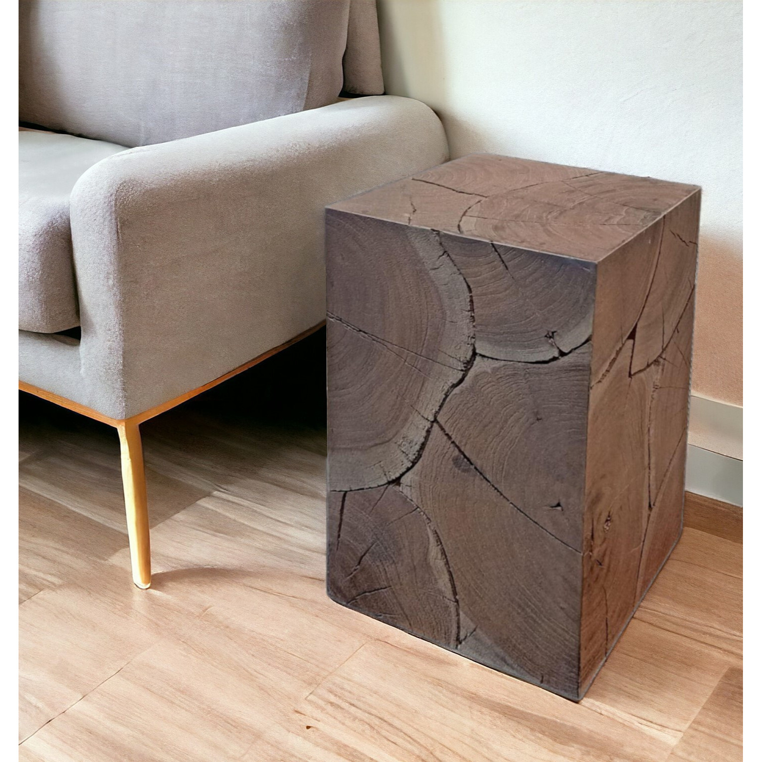 20"" Black Distressed Solid Wood Square End Table