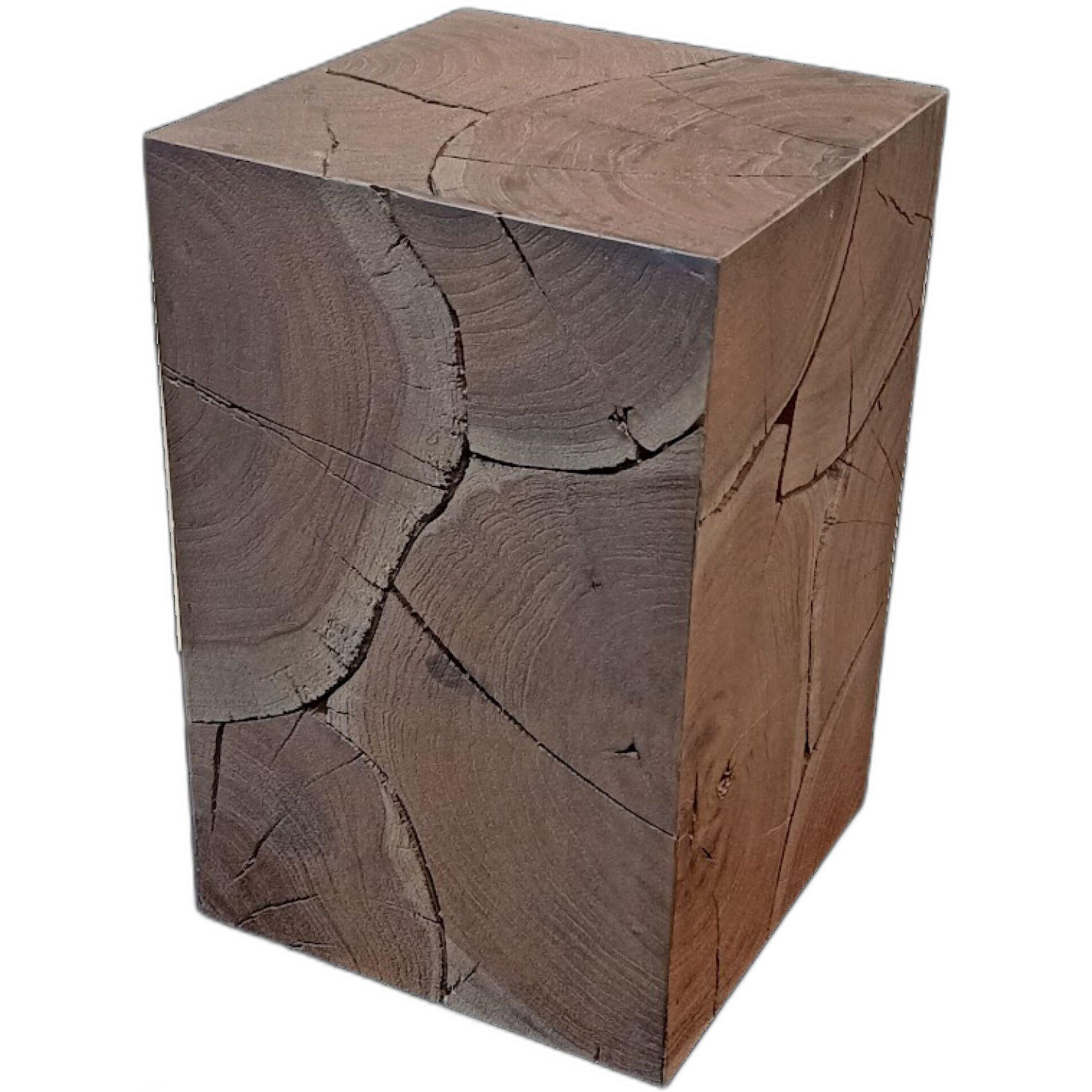 20"" Black Distressed Solid Wood Square End Table