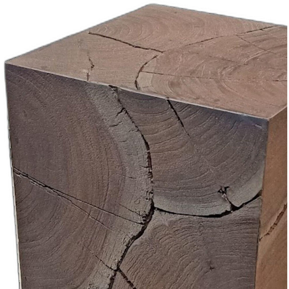 20"" Black Distressed Solid Wood Square End Table