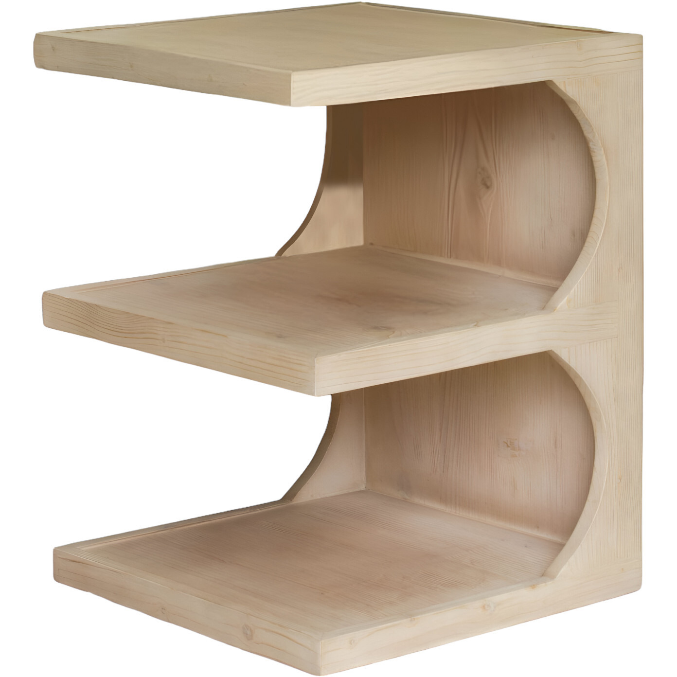 24"" Natural Solid Wood End Table With Two Shelves