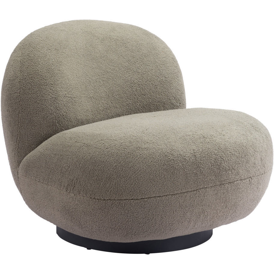30"" Khaki Green And Black Sherpa Slipper Chair