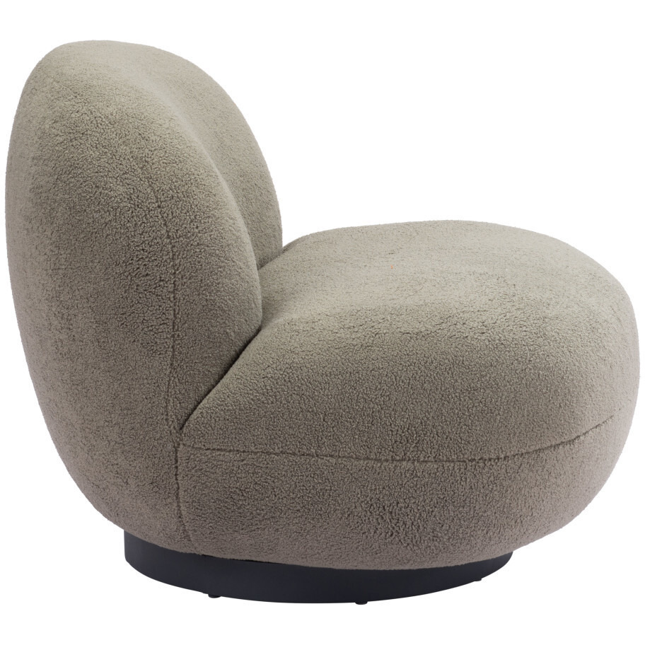 30"" Khaki Green And Black Sherpa Slipper Chair