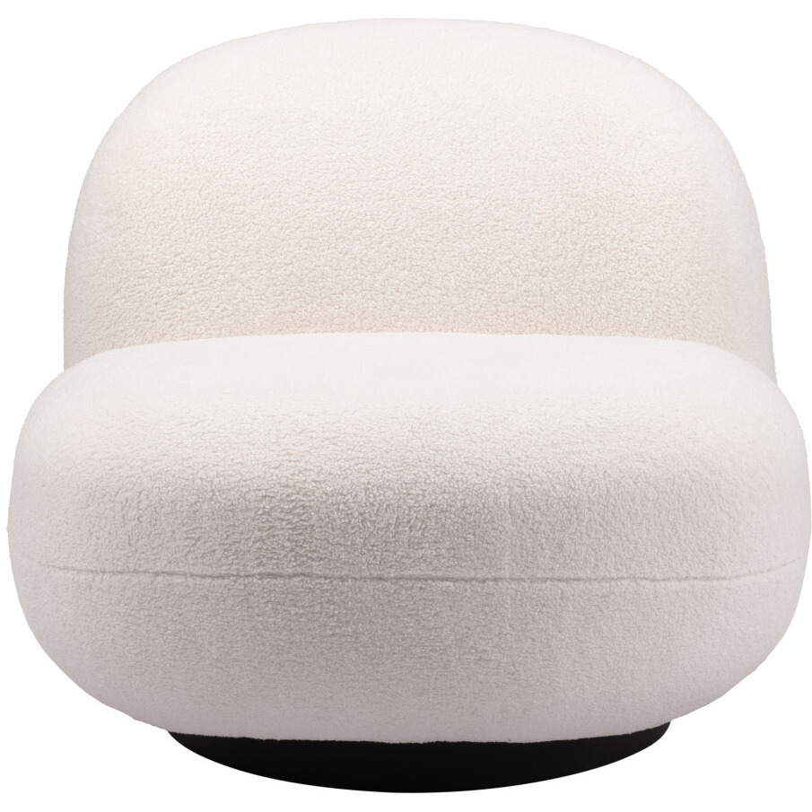 30"" Cream And Black Sherpa Slipper Chair
