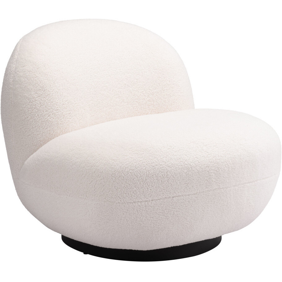 30"" Cream And Black Sherpa Slipper Chair