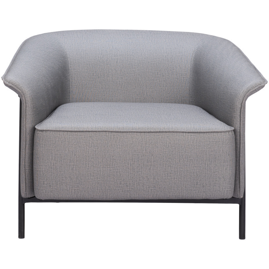 35"" Slate Gray And Black Faux Leather Arm Chair