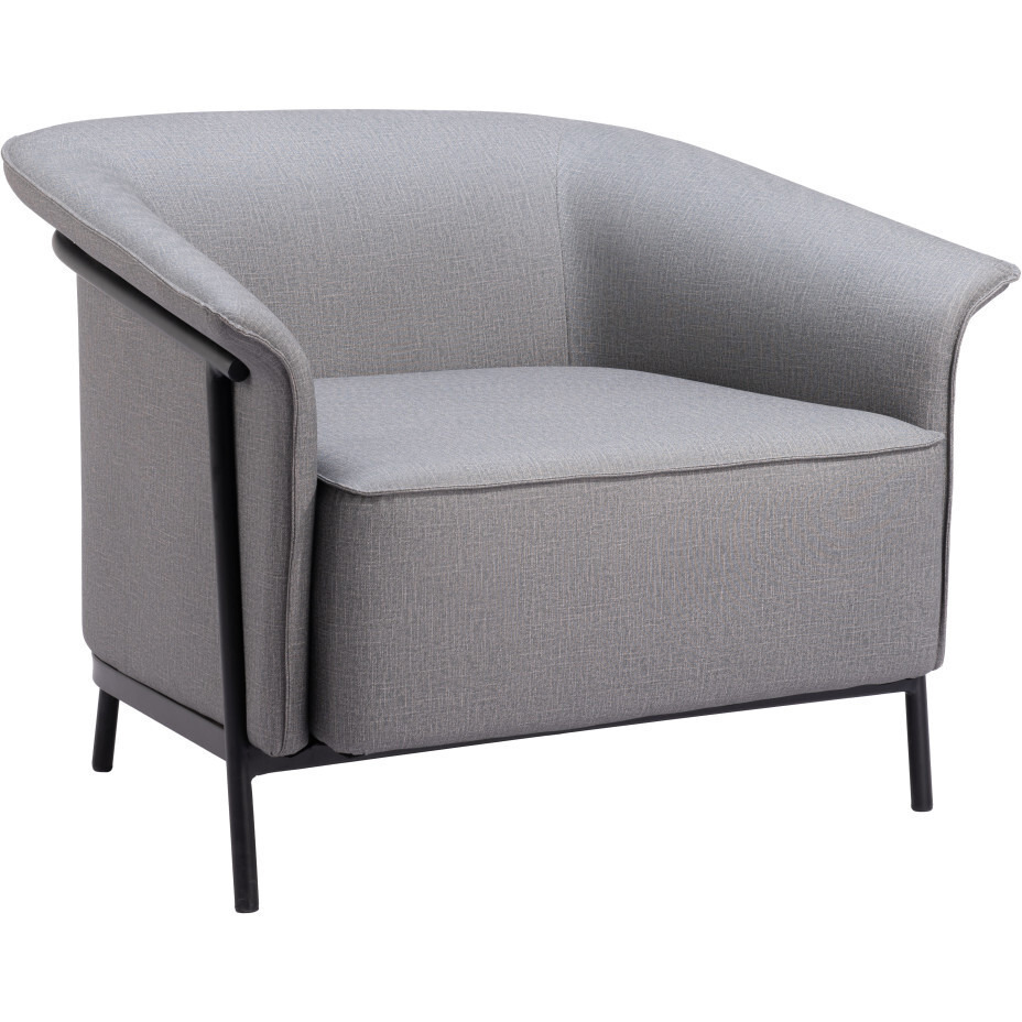 35"" Slate Gray And Black Faux Leather Arm Chair