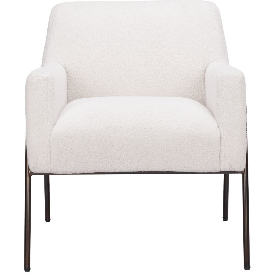 28"" Cream And Bronze Sherpa Arm Chair