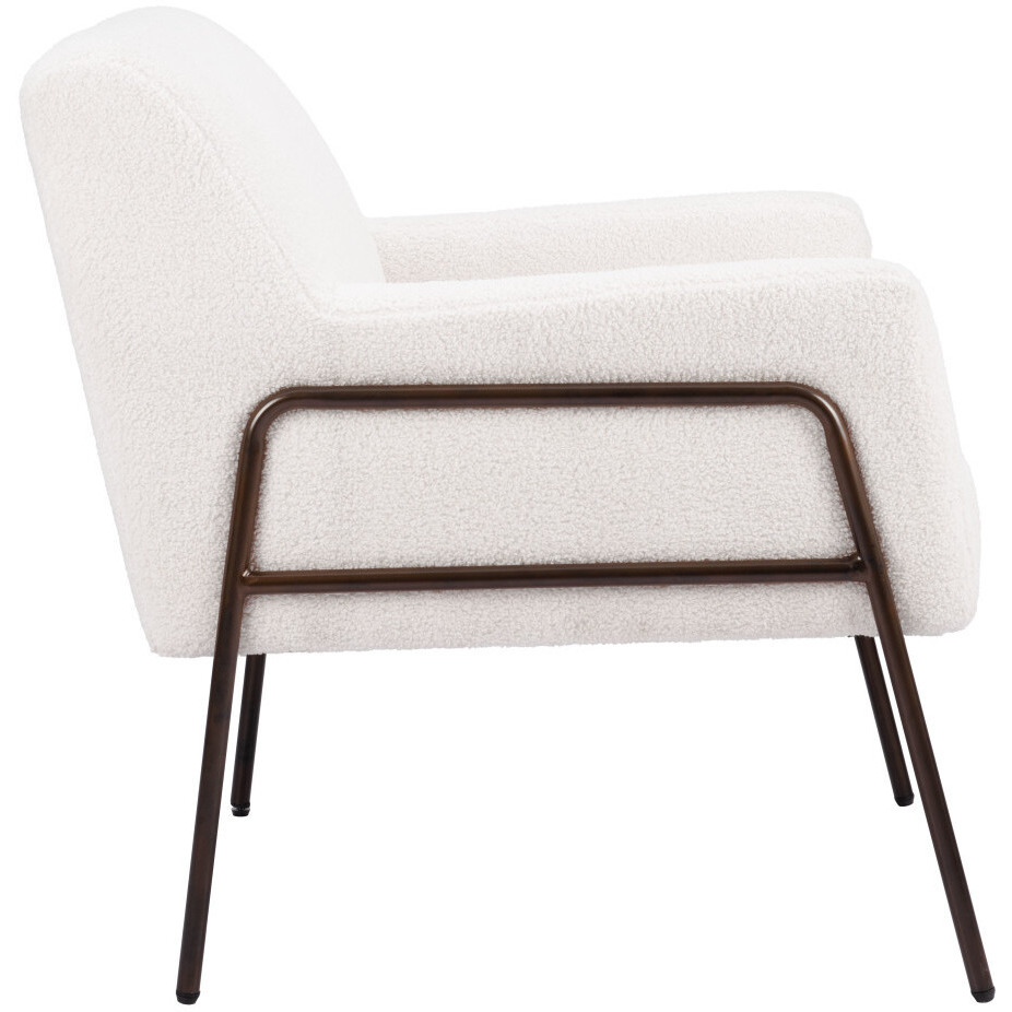 28"" Cream And Bronze Sherpa Arm Chair