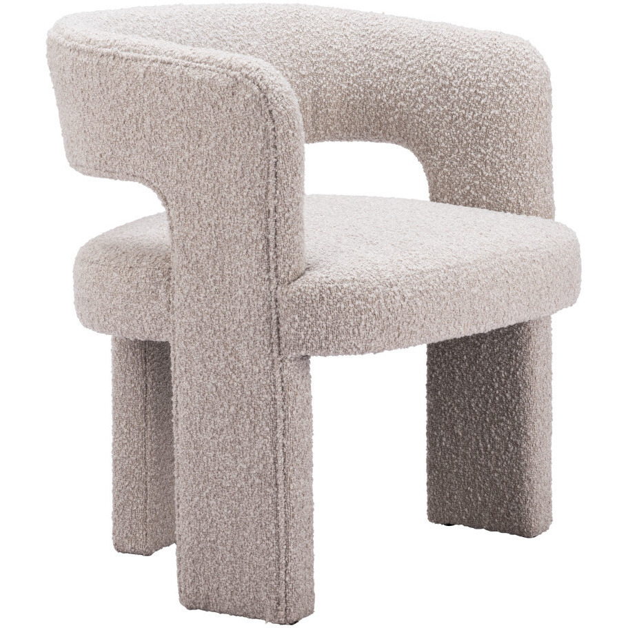 27"" Beige Boucle Contemporary Arm Chair