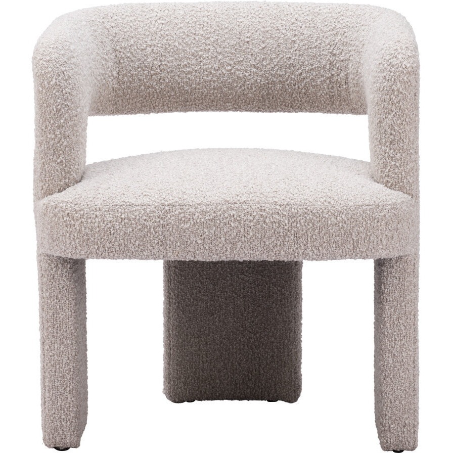 27"" Beige Boucle Contemporary Arm Chair