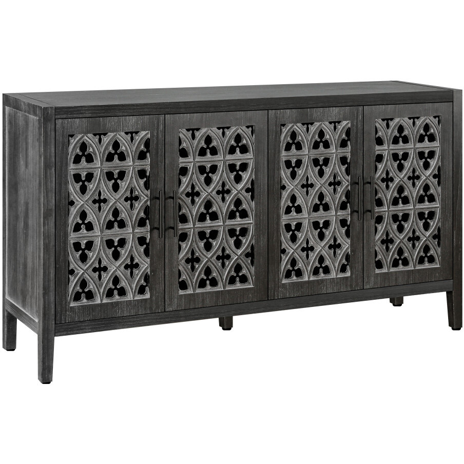 65"" Charcoal Distressed Wood Sideboard With Four Doors