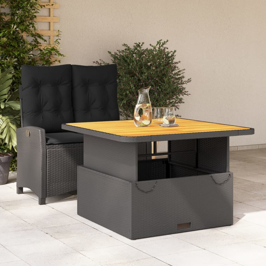 Vidaxl 2 Piece Patio Dining Set With Cushions Black Poly Rattan