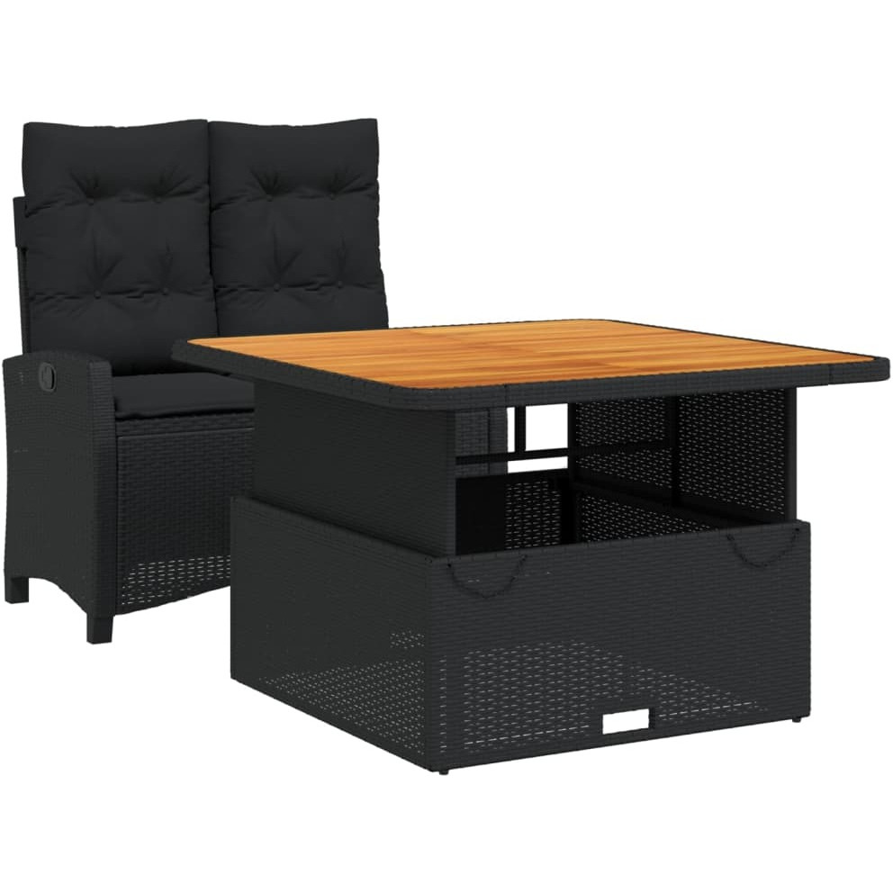 Vidaxl 2 Piece Patio Dining Set With Cushions Black Poly Rattan