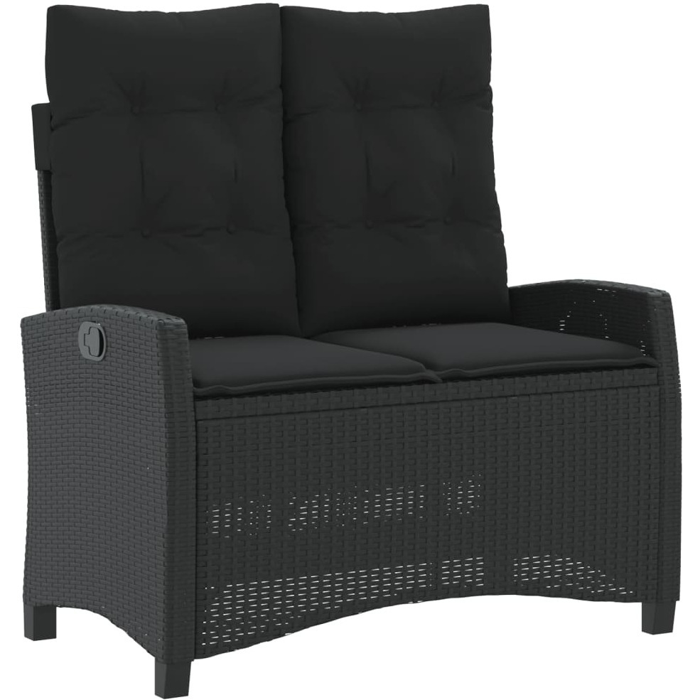 Vidaxl 2 Piece Patio Dining Set With Cushions Black Poly Rattan