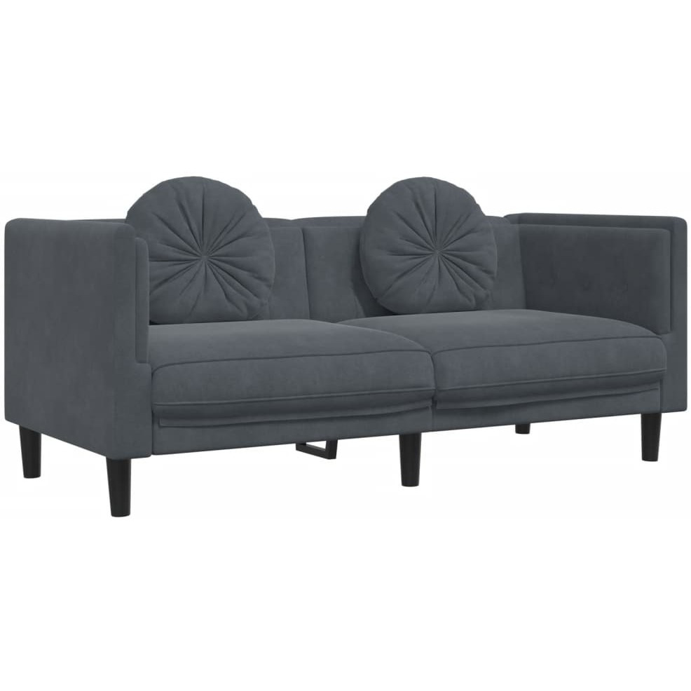 Vidaxl Sofa With Cushions 2-Seater Dark Gray Velvet