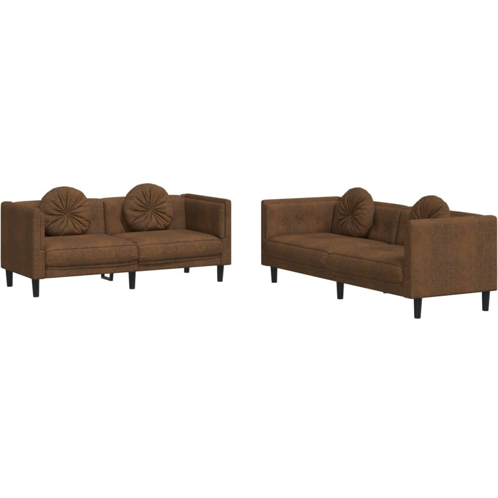 Vidaxl 2 Piece Sofa Set With Pillows Brown Velvet