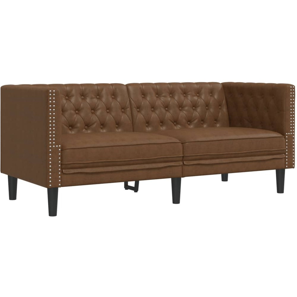 Vidaxl Chesterfield Sofa 2-Seater Brown Faux Suede Leather