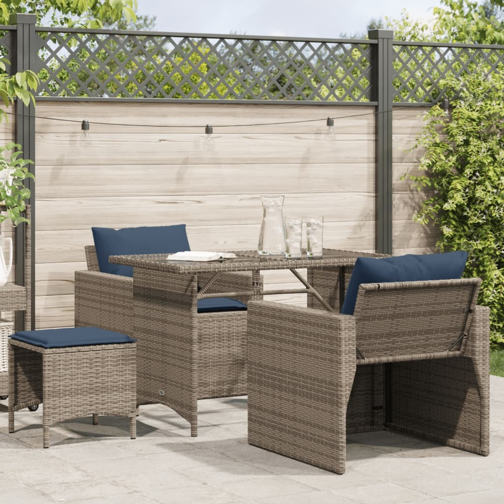 Vidaxl 4 Piece Patio Sofa Set With Cushions Gray Poly Rattan
