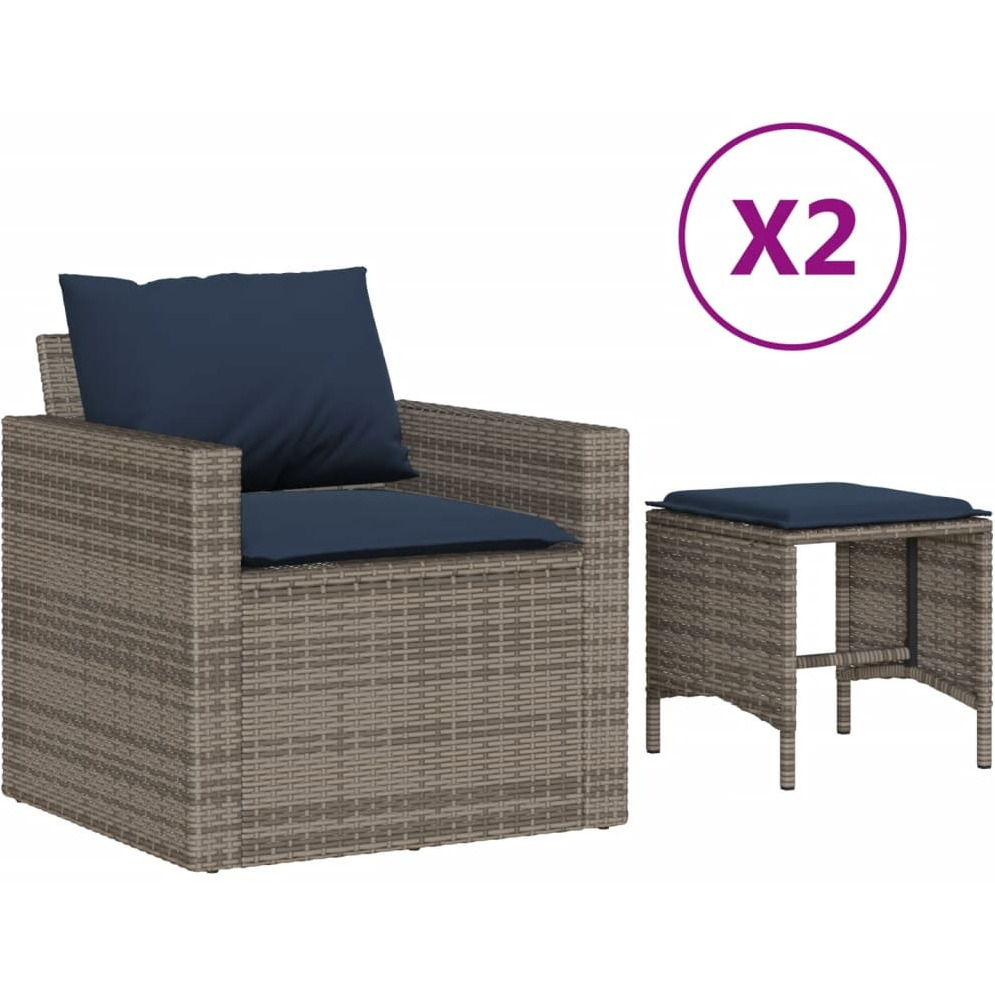 Vidaxl 4 Piece Patio Sofa Set With Cushions Gray Poly Rattan