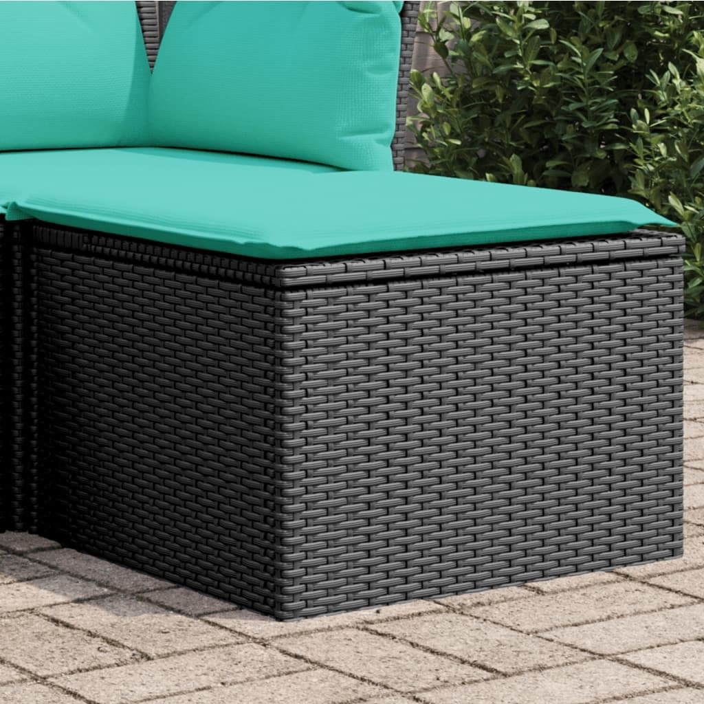 Vidaxl Patio Stool With Cushion Black 21.7"&quotX21.7"&quotX14.6"" Poly Rattan
