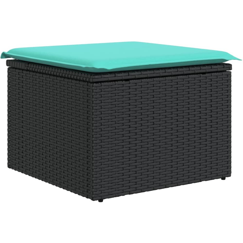 Vidaxl Patio Stool With Cushion Black 21.7"&quotX21.7"&quotX14.6"" Poly Rattan