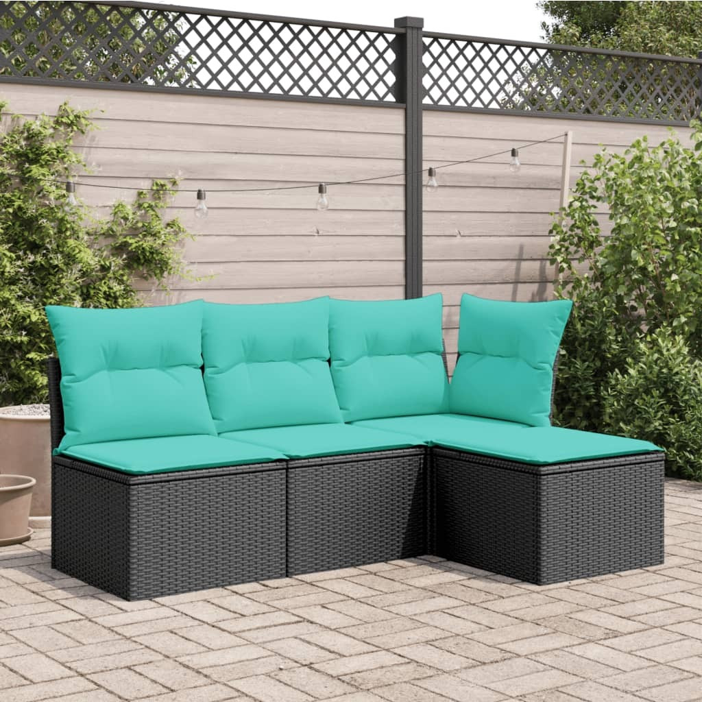 Vidaxl Patio Stool With Cushion Black 21.7"&quotX21.7"&quotX14.6"" Poly Rattan