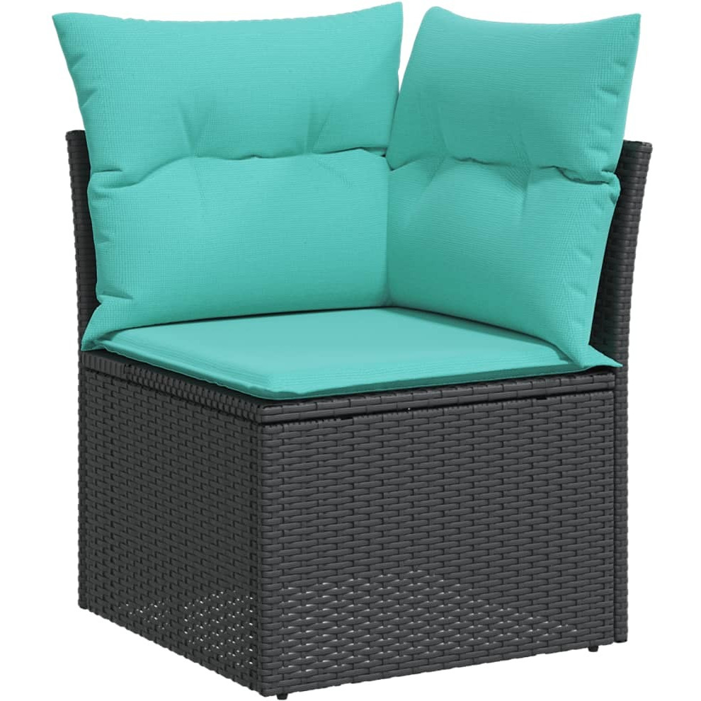 Vidaxl Patio Sofa Corner With Cushions Black Poly Rattan