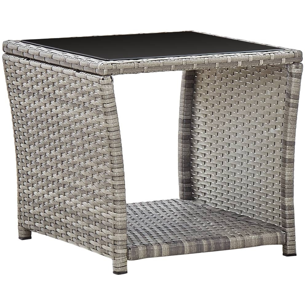 Vidaxl 3 Piece Patio Dining Set With Cushions Gray Poly Rattan