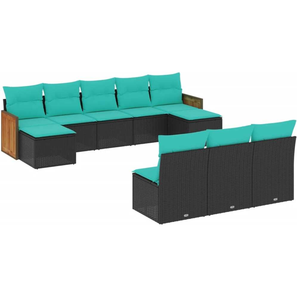 Vidaxl 10 Piece Patio Sofa Set With Cushions Black Poly Rattan
