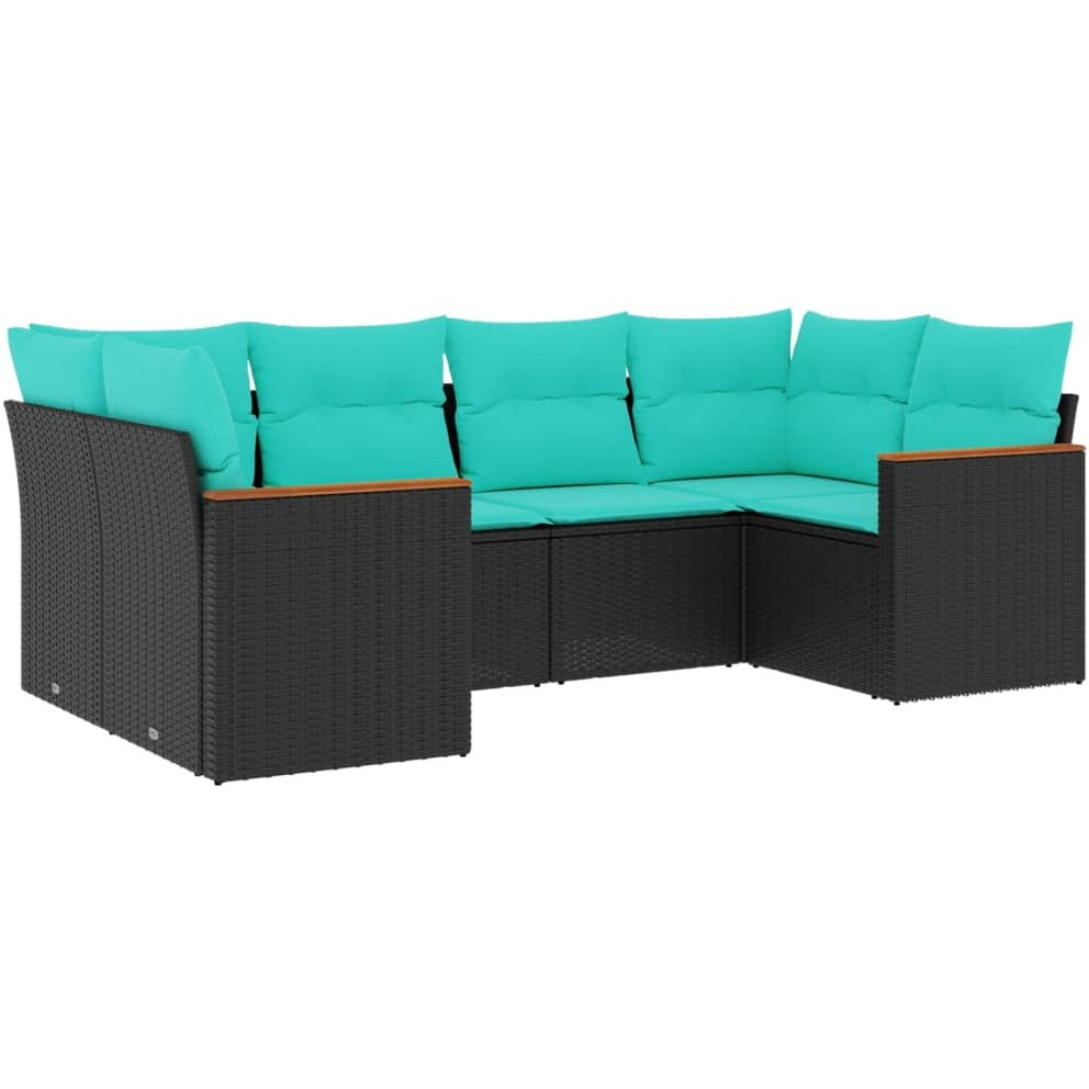Vidaxl 6 Piece Patio Sofa Set With Cushions Black Poly Rattan