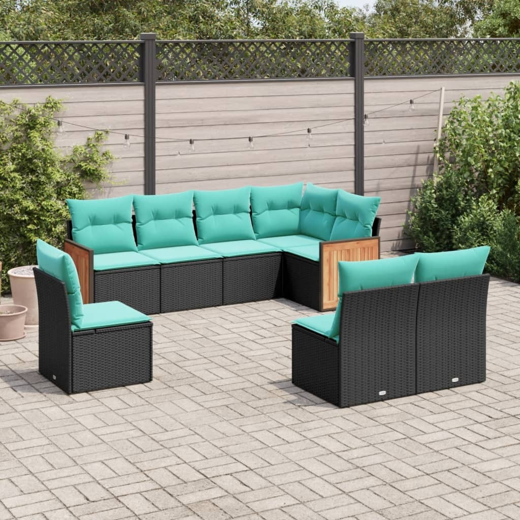 Vidaxl 8 Piece Patio Sofa Set With Cushions Black Poly Rattan