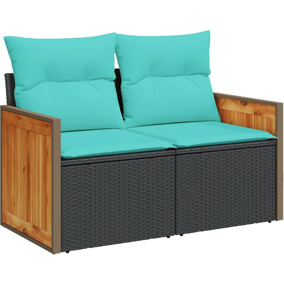 Vidaxl 8 Piece Patio Sofa Set With Cushions Black Poly Rattan