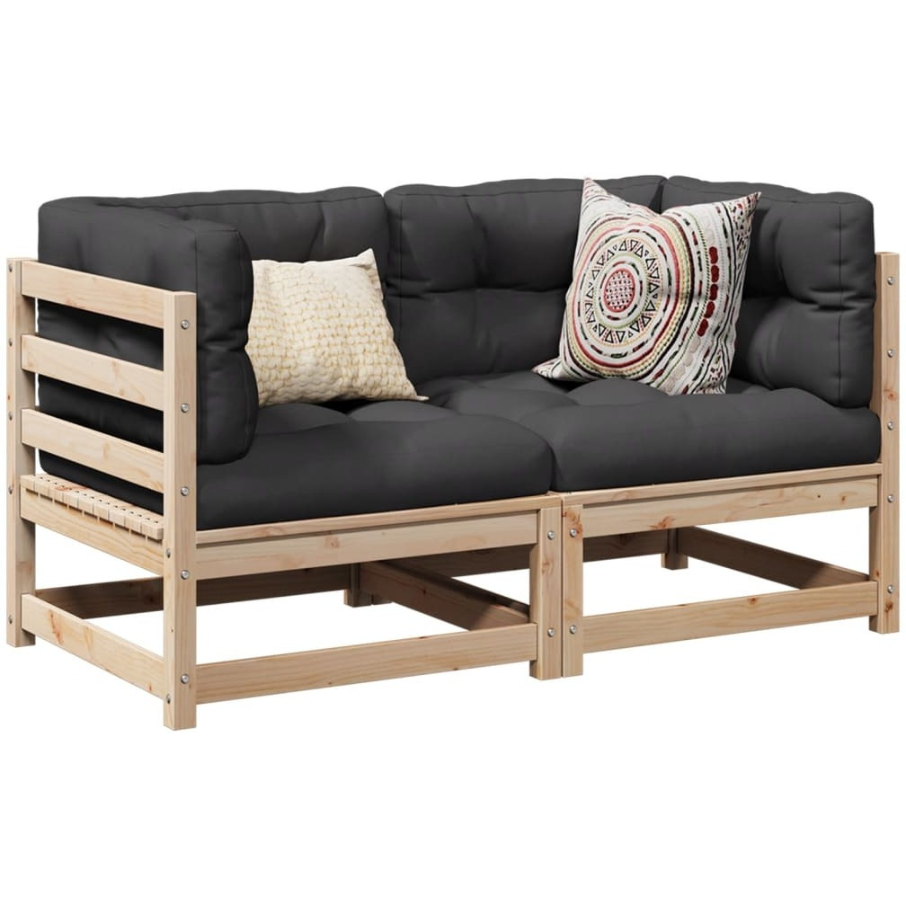 Vidaxl 2 Piece Patio Sofa Set With Cushions Solid Wood Pine
