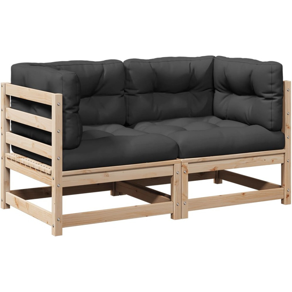 Vidaxl 2 Piece Patio Sofa Set With Cushions Solid Wood Pine