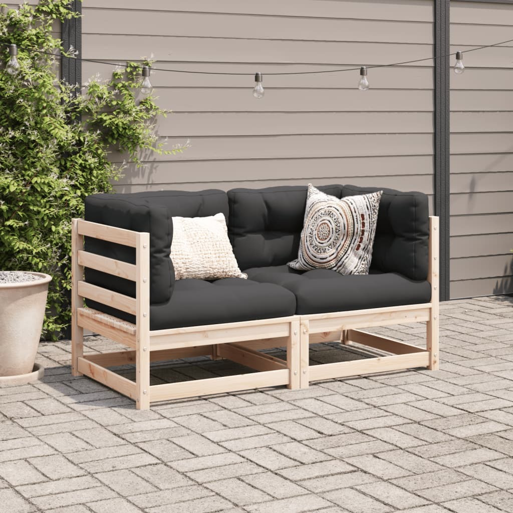Vidaxl 2 Piece Patio Sofa Set With Cushions Solid Wood Pine