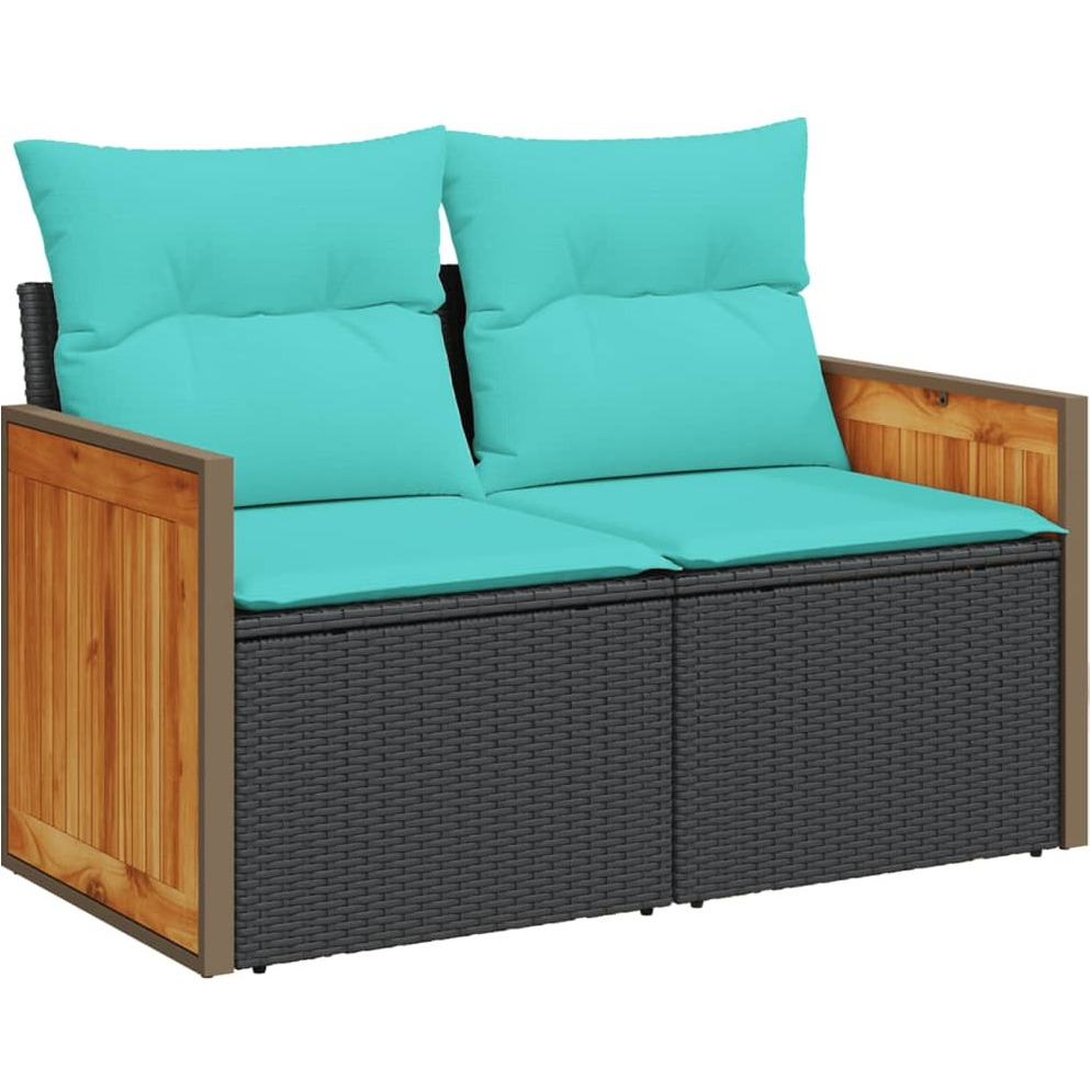 Vidaxl 7 Piece Patio Sofa Set With Cushions Black Poly Rattan